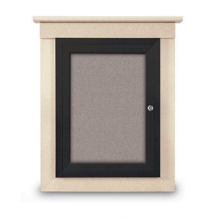 United Visual Products 42"x32" 2-Door Enclosed Letterboard, Blue Felt/Cherry UV26235O-CHERRY-BLUE